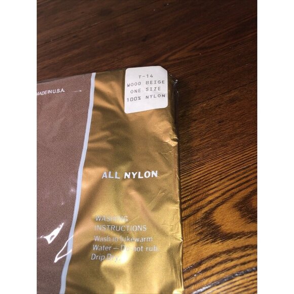 Vintage Nationals Guaranteed Hosiery One Size T-14 WoodBeige Nylon Use w/ Garter - Picture 3 of 4